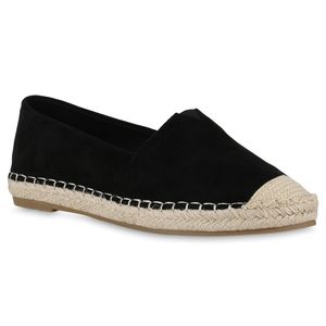 VAN HILL Damen Espadrilles Slippers Bast Sommer Freizeit Schuhe 841174, Farbe: Schwarz, Größe: 37