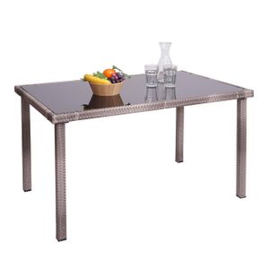 Poly-Rattan Tisch HWC-G19, Gartentisch Balkontisch, 120x75cm  grau-braun