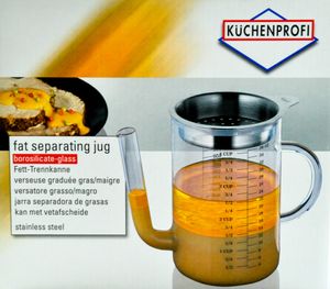 QAX Öl-Fett-Abscheider Fetttrenner Fetttrennkanne Fettkanne Entfetter mit  Handle aus Keramik für das Abschöpfen von Fett aus Soßen und Suppen,500ml :  : Küche, Haushalt & Wohnen