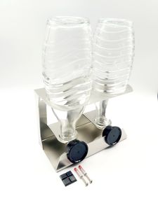 Flaschen Abtropfhalter Edelstahl kompatibel für zwei Sodastream Crystal Flaschen