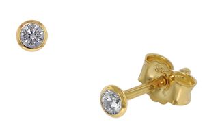 trendor 86298 Ohrstecker für Damen und Herren 333 Gold Zirkonia 3,0 mm