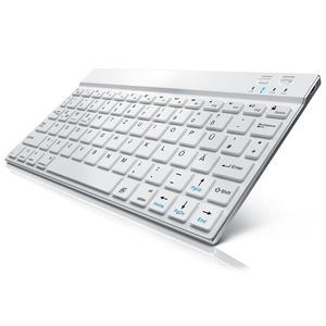 CSL Wireless-Tastatur, Ultra Slim Keyboard, Bluetooth, Aluminium Gehäuse, DE Layout, BT 3.0, weiß