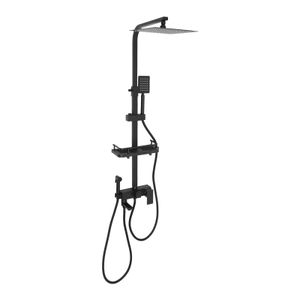 Duschsystem Set Duscharmatur Duschpaneel Regendusche mit HandBrause Edelstahl (Schwarz)