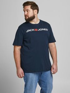 Herren Jack & Jones Designer Rundhals T-Shirt JJECORP Logo Übergrößen Kurzarm Jersey Plus +Size Shirt, Farben:Navy, Größe:6XL