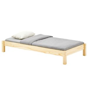 Futonbett TAIFUN aus massiver Kiefer in natur, schönes Bett in 90 x 190 cm, praktisches Bettgestell mit Holzfüße