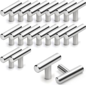 Belle Vous 20er Pack Griffe für Küchenschränke T Griff - 50mm Gebürstete Nickel T Bar Ziehgriff - Silberne Schrankgriffe Edelstahl - Tür Knopf für