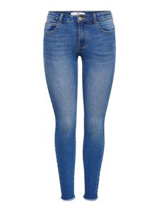 JDY Damen Skinny Fit Jeans Regular Waist Ankle Cut JDYSONJA Stretch Denim Hose mit Fransen, Farben:Blau, Größe:S / 30L