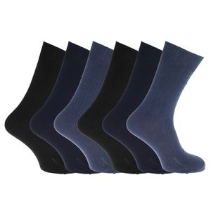 Pánské punčochy / ponožky, 100% bavlna, žebrované, 6 balení MB144 (39-45 EU) (odstíny modré)