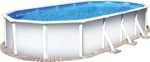 Stahlwandpool ovalform Classic 610x360x120 cm, Stahl 0,4 mm weiß, Folie 0,3 mm blau, overlap