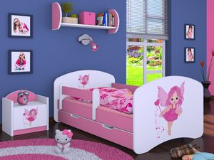 Happy Babies Kinderbett - Mit Matratze & Schublade und Rausfallschutz, 70x140, Mädchen Kinderbetten & Jugendbett Jungen Kids Bed