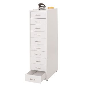 Rollcontainer Boston T851, Schubladenschrank Stahlschrank, 110x28x41cm 10 Schubladen  weiß