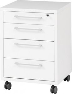Rollcontainer - Weiß - 48 x 68 cm - 4 Schubladen - abschließbar