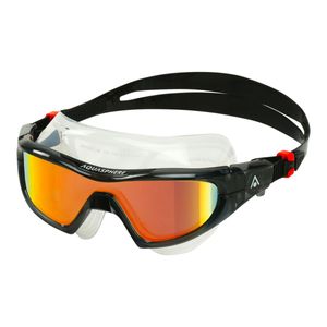 Aquasphere Vista Pro Titanium Mirror - Verspiegelte Schwimmmaske für Triathleten und Schwimmer, Farbe:schwarz/orange