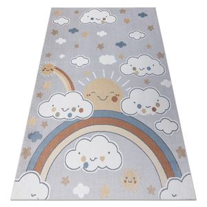 Teppich BONO 8437 Wolken, Himmel, hellgrau / Creme Grau 80x150 cm