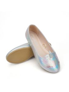 Mädchen Weiche Sohle Ballerinas Komfort Dress Schuhe Süße Cartoon Verschleißfest Flachschuh Silber,Größe:EU 32