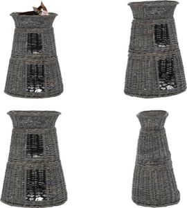 vidaXL 3 tlg. Katzenkorb Set mit Kissen Grau 47x34x60 cm Natur Weide - Katzenkorb - Katzenkörbe - Weiden-Kratzbaum - Weiden-Kratzbäume
