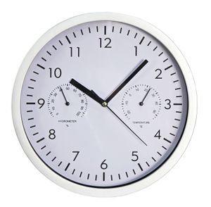 Design-Wanduhr McPower mit Thermo- & Hygrometer, weißes Ziffernblatt, 25cm-Ø