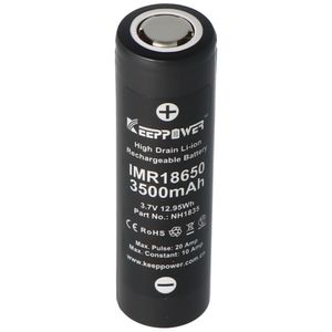 Keeppower IMR18650 3500mAh, 3,6V - 3,7V Li-Ion-Akku Flat Top Abmessungen beachten 65,1x18,45mm