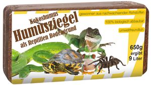 Humusziegel - Kokos Einstreu - Reptilien Bodengrund - ca. 200 Liter, 24 x 650 g - Kokoserde - Bodensubstrat - Terrarium Erde für Reptilien - Terrariensubstrat