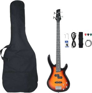 vidaXL E-Bass für Anfänger mit Tasche Braun und Schwarz 4/4 46"