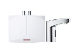 STIEBEL ELTRON elektronischer Mini-Durchlauferhitzer DEM 3 + WSH 10 Sensorarmatur fürs Handwaschbecken, 3,5 kW, mit Stecker, druckfest+drucklos, VDE