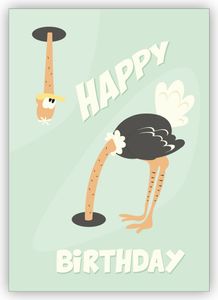 Lustige 60er Jahre Humor Geburtstagskarte mit Vogelstrauß: Happy Birthday