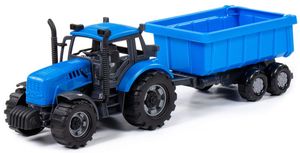 Traktor Kinder Spielzeug Progress mit Muldenkipper blau Schwungrad Fahrzeug +3J