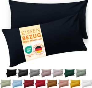 Blumtal Kissenbezug 40x 80 cm im 2er Set weich  - Pillow Case 40x80 - Dunkelblau