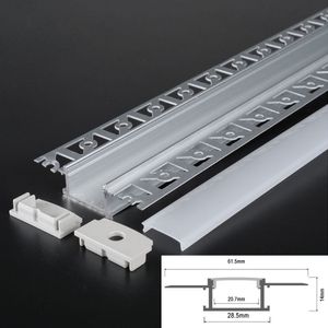 2m LED Alu Profile Schiene Unterputz Profil mit Milchglas Abdeckung Kanal System für LED-Streifen Profil P