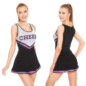 Cheerleader Kostüm für Damen, Cheerleader Kostüm Uniform mit Pompons M