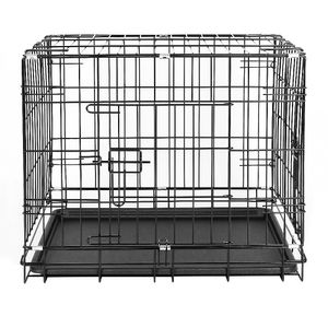 JEOBEST® Hundekäfig faltbar,Hundebox Transportbox für Katzen/ Hasen/ Nager/ Kaninchen/ Geflügel schwarz 91x58x64cm