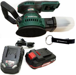 HEADNMORE® Bundle mit dem PARKSIDE® 20V Akku Exzenterschleifer PAEXS 20-Li B2 (inkl. 1x2Ah Akku) und dem HEADNMORE® Flaschenöffner Schlüsselanhänger