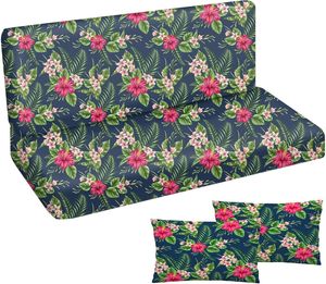 Hollywoodschaukel Auflage, 185x50x50, Glatt, Gartenbankauflage Sitzkissen Rückenkissen Matratze, Palm Dunkel [133]