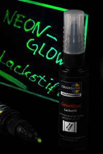 Coluxglow Lackstift Marker nachleuchtend - Glow-in-the-Dark Gelbgrün lumineszierend, schnelltrocknend - 12 ml für Kunststoffe, Metall und Glas
