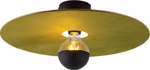 QAZQA - Modern Deckenleuchte I Deckenlampe I Lampe I Leuchte schwarz flacher Schirm grün 45 cm - Combi I Wohnzimmer I Schlafzimmer - Textil Rund - LED geeignet E27