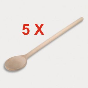 5 Stück = Kochlöffel, runde Form aus Holz 30 cm