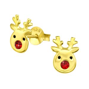 Weihnachten Ohrstecker „Rentier“: Goldene Ohrringe Silber 925