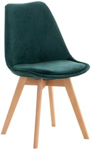 Design-Shop Židle Linares  samet, dřevěné nohy natura - Zelená