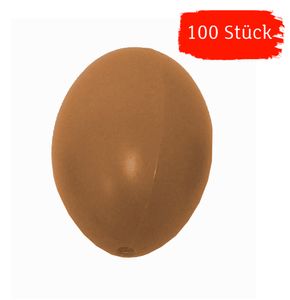 Plastik-Eier, Kunststoffeier, Ostereier,  braun 60 mm, 100 Stück