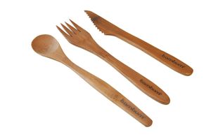 Hermia Concept, Panada, Besteckset (3-teilig), 100 % BAMBUS, Nussbaum, 16 x 2,5 x 0,8 cm