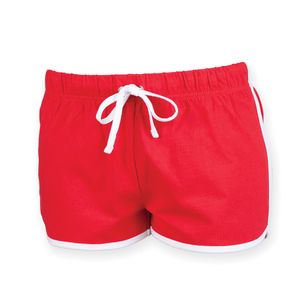 Skinni Fit Damen Sport-Shorts / Retro-Shorts RW2838 (2XL) (Rot/Weiß)