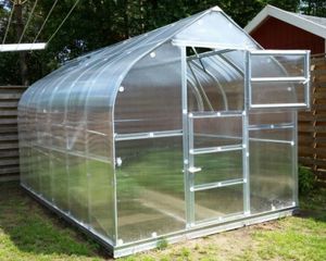 GEWÄCHSHAUS, Treibhaus, Pflanzenhaus CLASSIC STANDARD 2,5 x 4 m + 2 x Türen + Fundament + 6 mm Polycarbonat + 2 x Fenster + 2 x auto. Öffner