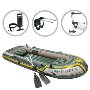 INTEX Schlauchboot-Set Seahawk 4 mit Trolling-Motor und Halterung