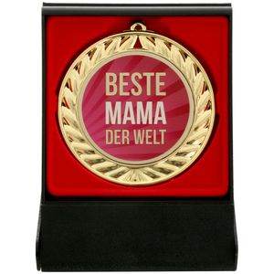 Medaille Beste Mama in Etui mit schwarzem Medaillenband