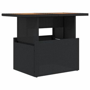 vidaXL Zahradní stůl černý 100x55x73 cm z polyratanu a akáciového dřeva