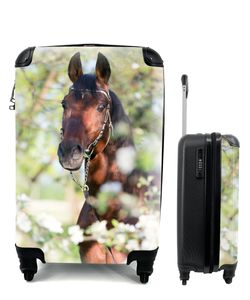 Kufr Příruční zavazadlo na kolečkách Malý cestovní kufr na 4 kolečkách Koně - Květiny - Jaro - Zvířata - Velikost kabiny < 55x40x23 cm a 55x40x20 cm -
