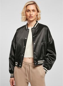 Urban Classics - Damen Short Oversized Satin College Jacke BLACK S