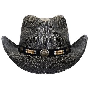 Slaměný klobouk "Texas" s páskou, černohnědý