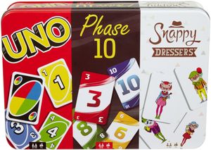 Kartenspiel-Klassiker in Metalldose: UNO, Phase 10 und Snappy Dressers