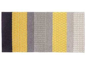 BELIANI koberec Šedý a žlutý vlněný 80 x 150 cm, geometrický vzor, tkaný žakár, dlažba v moderním stylu